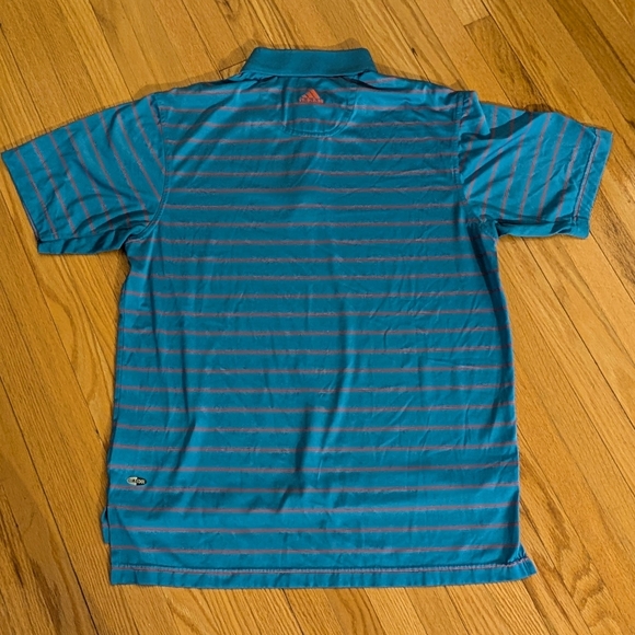 Adidas Blue and Orange Striped Men's Shirt - Picture 3 of 5